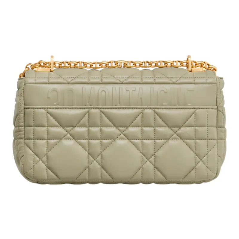 DIOR Caro Cow Leather Handheld Shoulder Bag, Crossbody Bag Medium Size Women's Gray Green-2