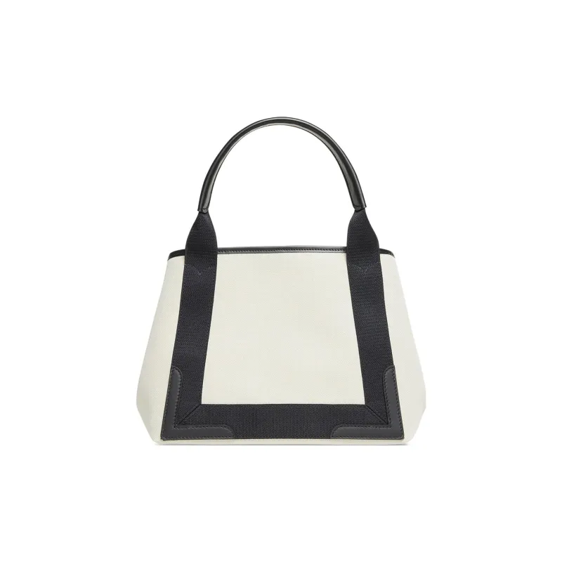 Balenciaga Cotton With Calfskin Handbag Small Size Women's Light Beige-1