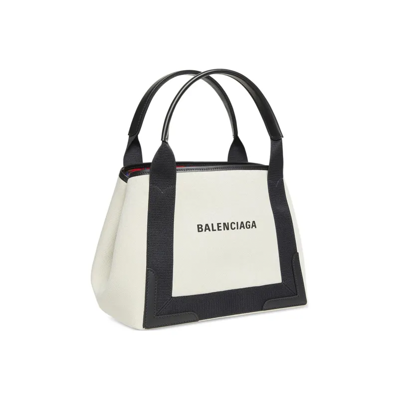 Balenciaga Cotton With Calfskin Handbag Small Size Women's Light Beige-2