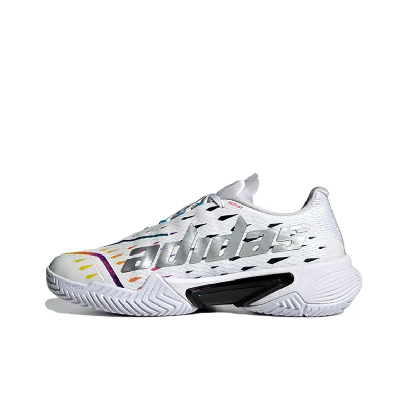 Adidas Barricade Cloud White Silver Metallic Bright Cyan Women's-0