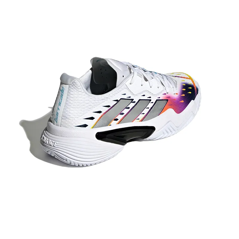 Adidas Barricade Cloud White Silver Metallic Bright Cyan Women's-3