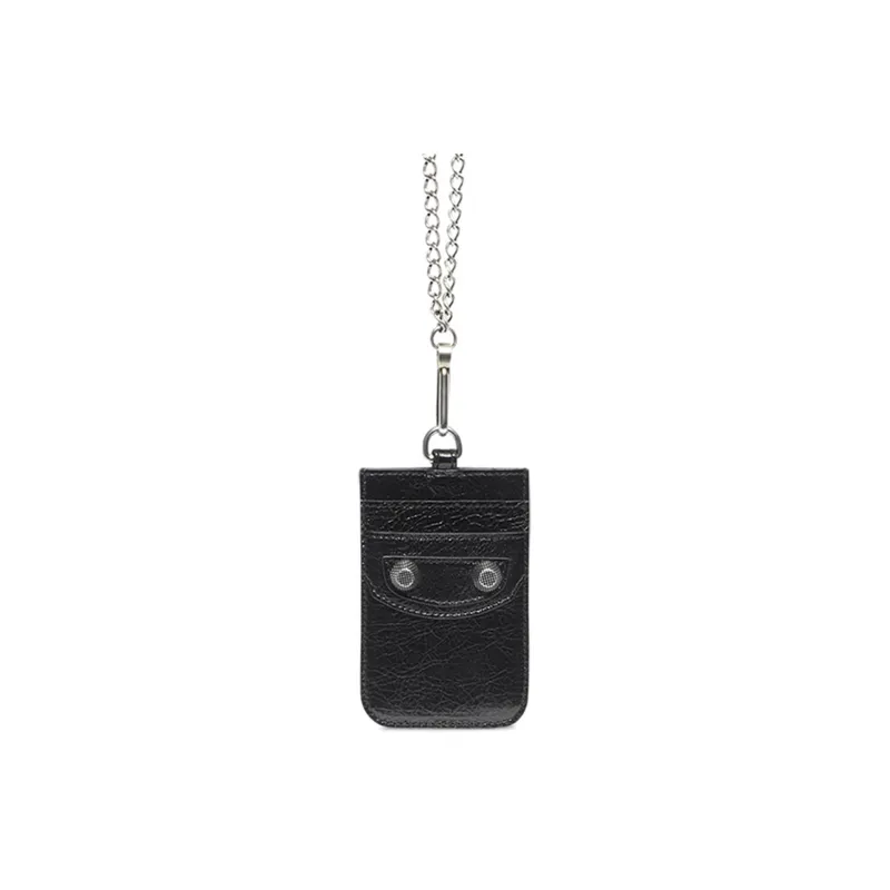Balenciaga Le Cagole Fine-Grained Sheepskin Shoulder Bag Crossbody Bag Card Holder Women's Black-0