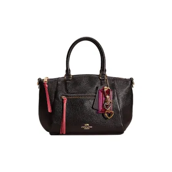 COACH Elise Pebbled Leather Shoulder Bag, Crossbody Bag, Handbag Medium Size Women's Black