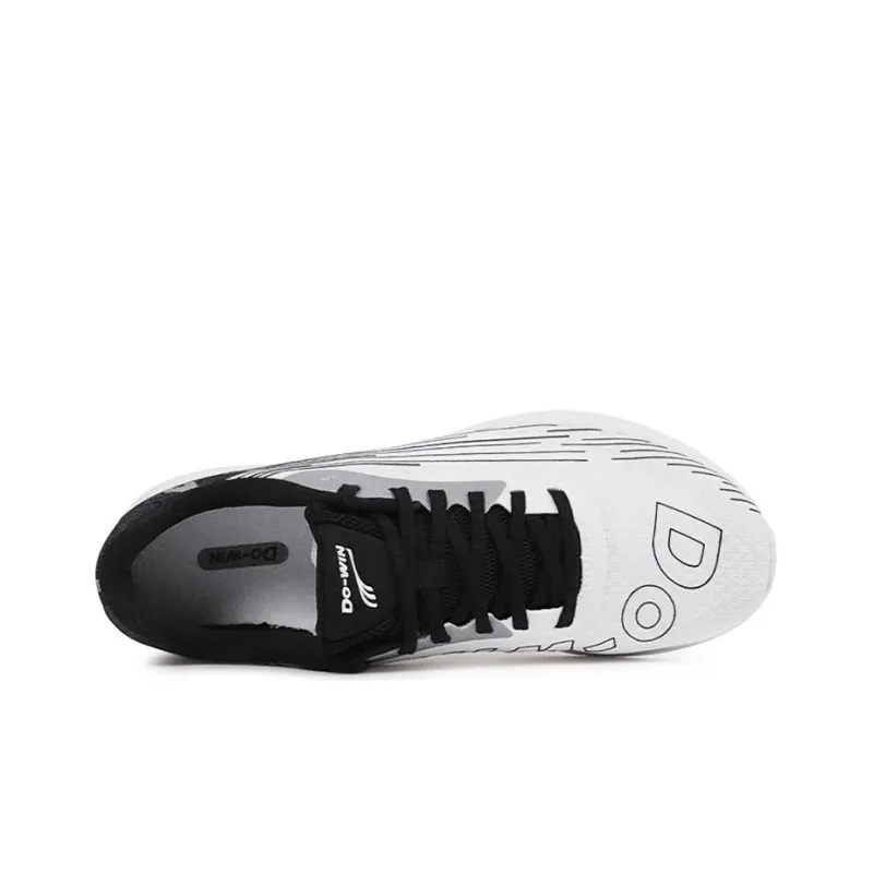 DO WIN Cushioning Anti Slip Wear Resistant Breathability Low Top Casual Running Shoes Unisex Black White-2