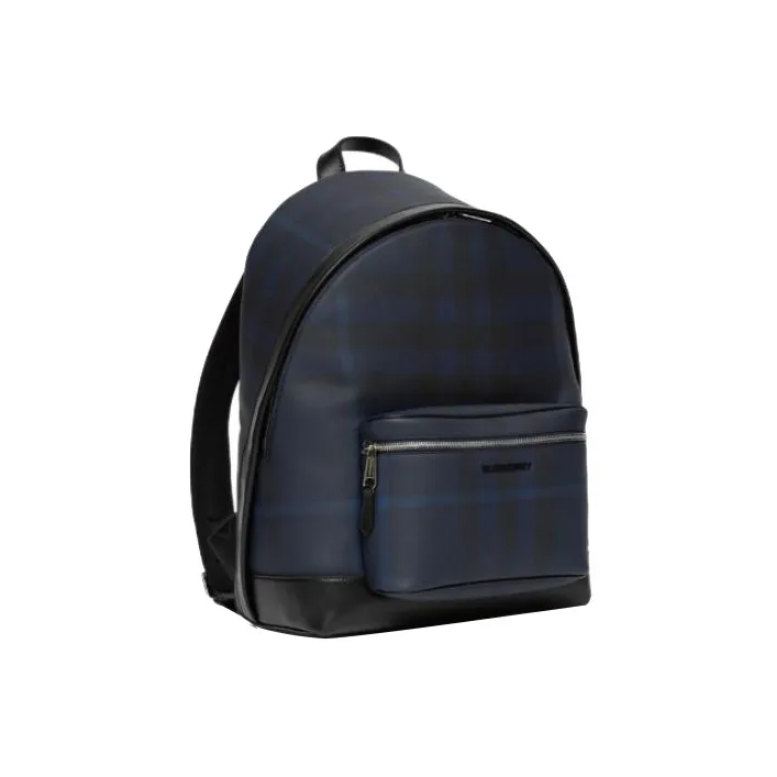Burberry Leather Patchwork Backpack Large Size Men's Marine Blue-1