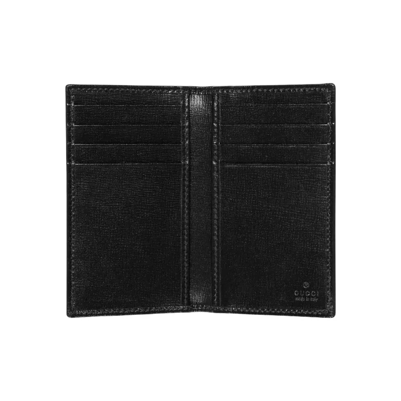 GUCCI Interlocking Canvas With Leather Trim Card Holder Men's Black-3