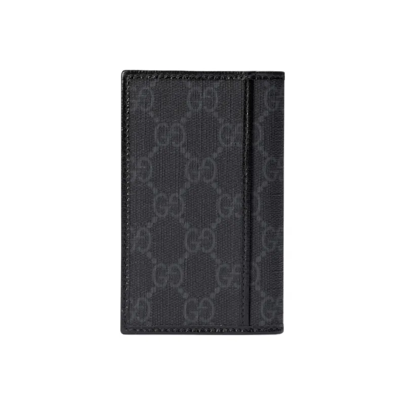 GUCCI Interlocking Canvas With Leather Trim Card Holder Men's Black-2