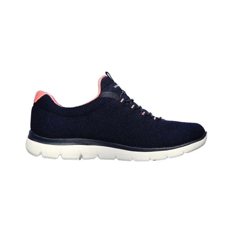 Skechers Summits Cool Classic Abrasion Resistant Slip Resistant Low Top Sports Casual Shoes Women's Blue Pink-1