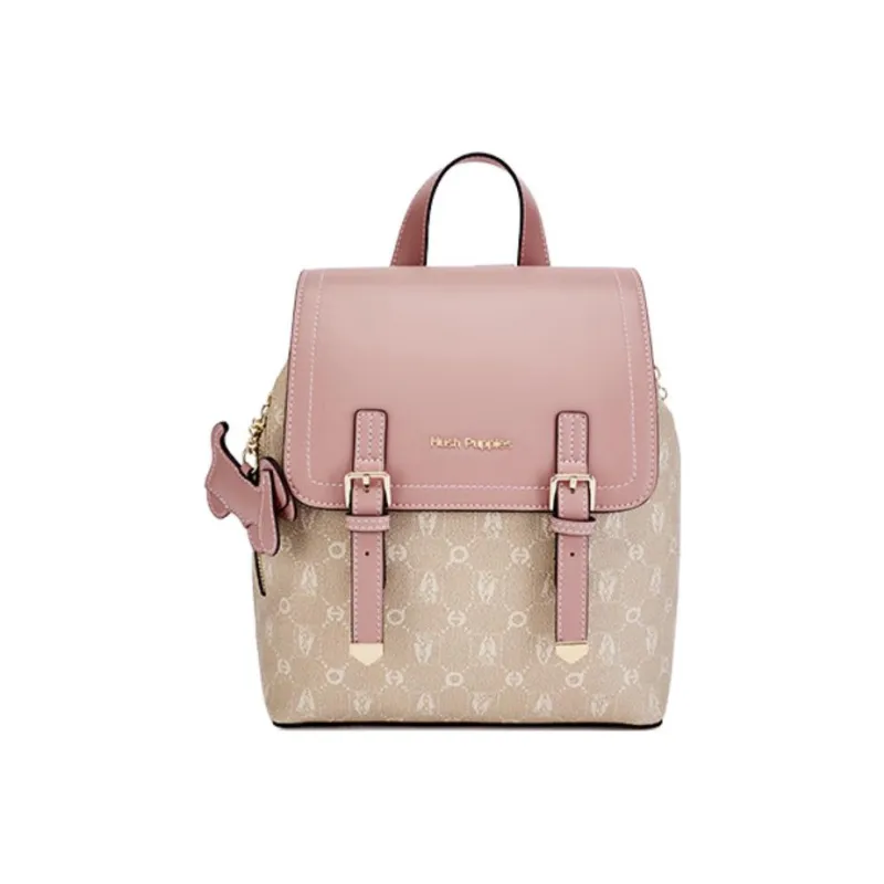 Hush Puppies Synthetic Leather Backpack Women's Gradient Pink/Mist Blue/Gray Apricot-16