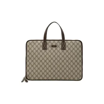 GUCCI Canvas With Leather Handbags Briefcases Men's Ebony