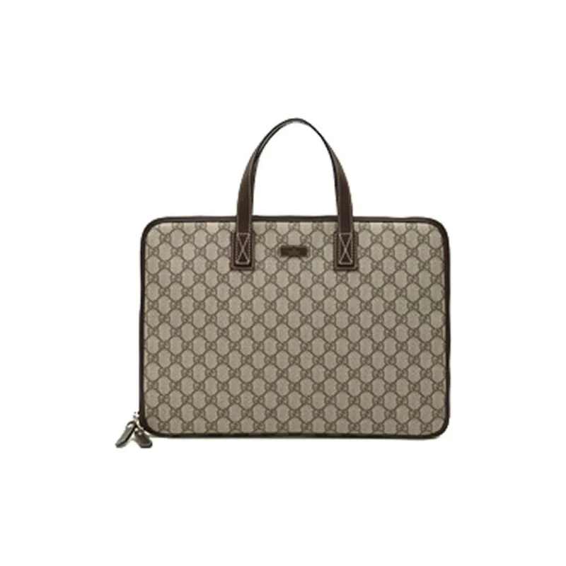 GUCCI Canvas With Leather Handbags Briefcases Men's Ebony-0