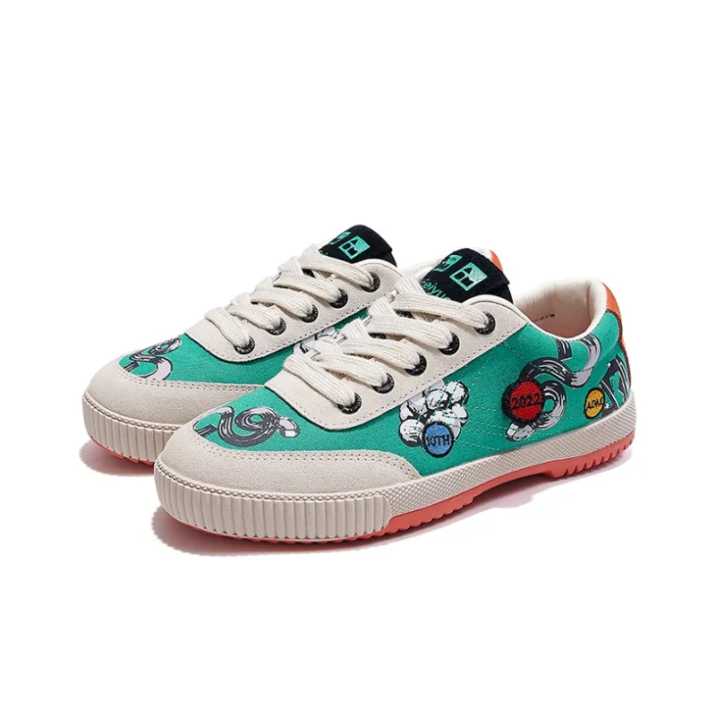 ADM x Feiyue Abrasion Resistant Low Top Skateboard Shoes Unisex Green-2