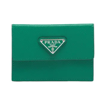 PRADA Saffiano Leather Card Clip Card Holder Men's Green