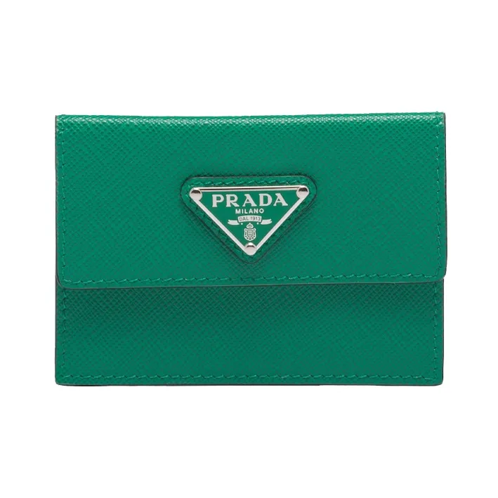 PRADA Saffiano Leather Card Clip Card Holder Men's Green-0