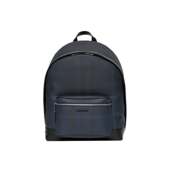 Burberry Leather Patchwork Backpack Large Size Men's Marine Blue