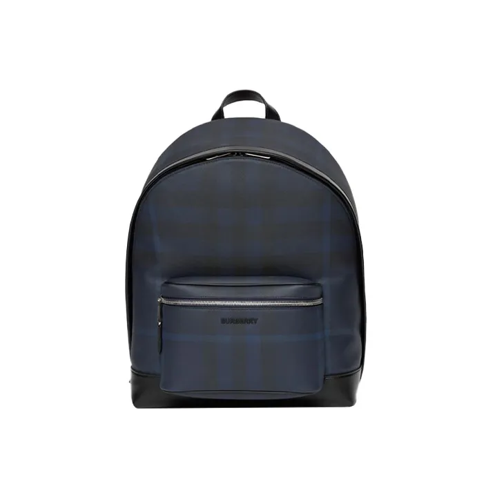 Burberry Leather Patchwork Backpack Large Size Men's Marine Blue-0