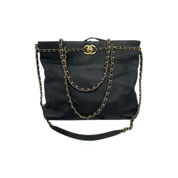 CHANEL 22c Early Spring Cow Leather Tote Bag, Shopping Bag, Shoulder Bag, Crossbody Bag, Handbag Women's Black