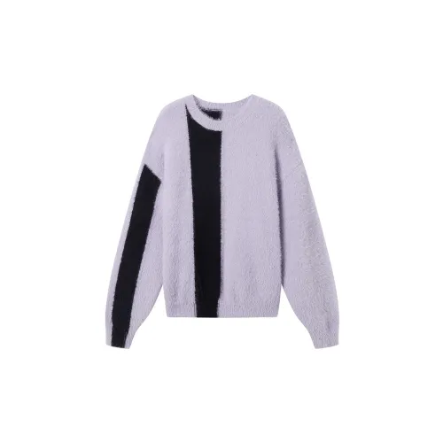 DIALOGUE Sweaters Women's Gray/Purple With Black Stripe