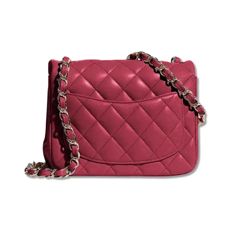 CHANEL Classic Flap CF Lambskin Crossbody Bag, Shoulder Bag Mini Women's Burgundy-1