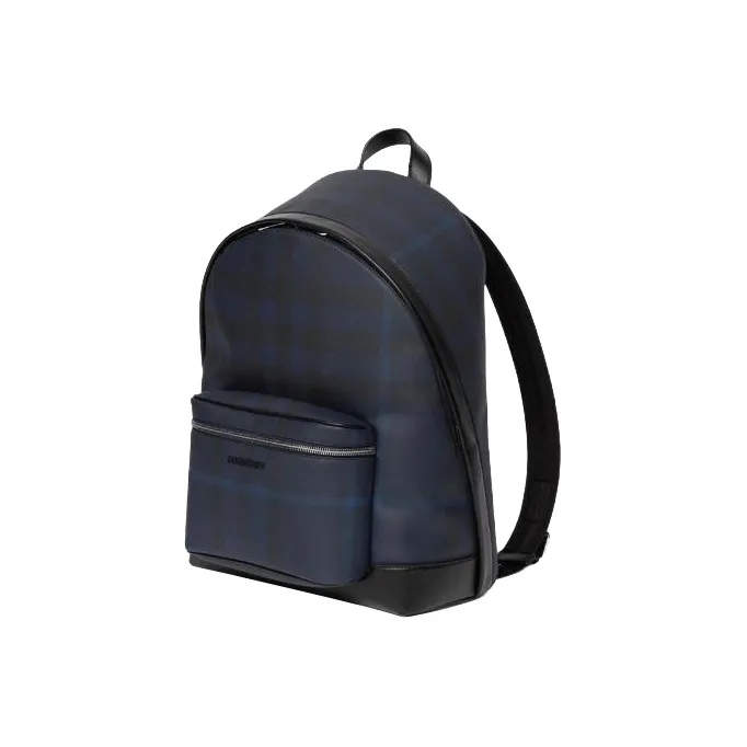 Burberry Leather Patchwork Backpack Large Size Men's Marine Blue-2