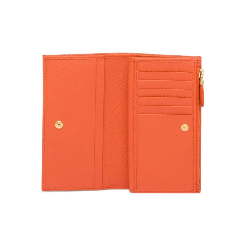 PRADA Saffiano Leather Wallet Large Size Women's Orange-3