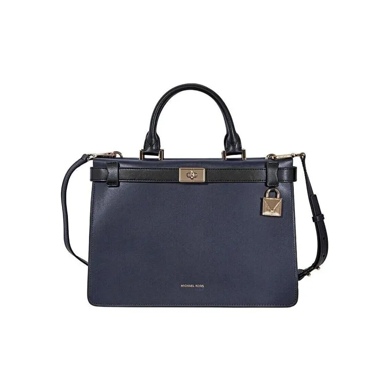 MICHAEL KORS Tatiana Leather Portable Crossbody Bag Shoulder Bag Medium Size Women's Navy Blue-0