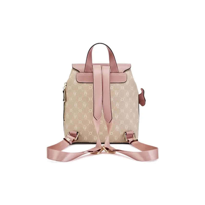 Hush Puppies Synthetic Leather Backpack Women's Gradient Pink/Mist Blue/Gray Apricot-19