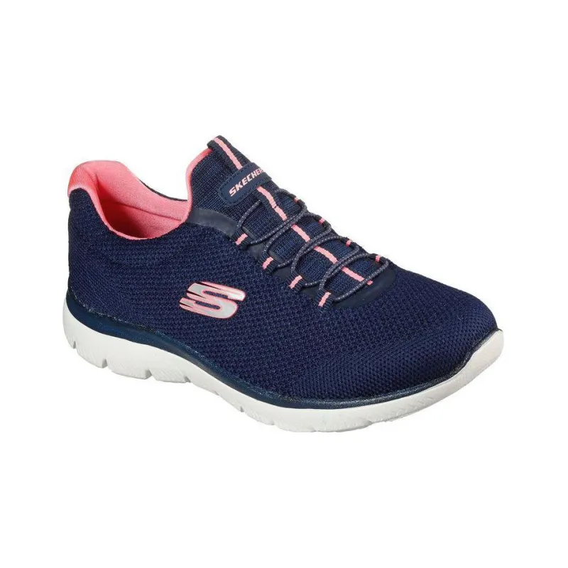 Skechers Summits Cool Classic Abrasion Resistant Slip Resistant Low Top Sports Casual Shoes Women's Blue Pink-2