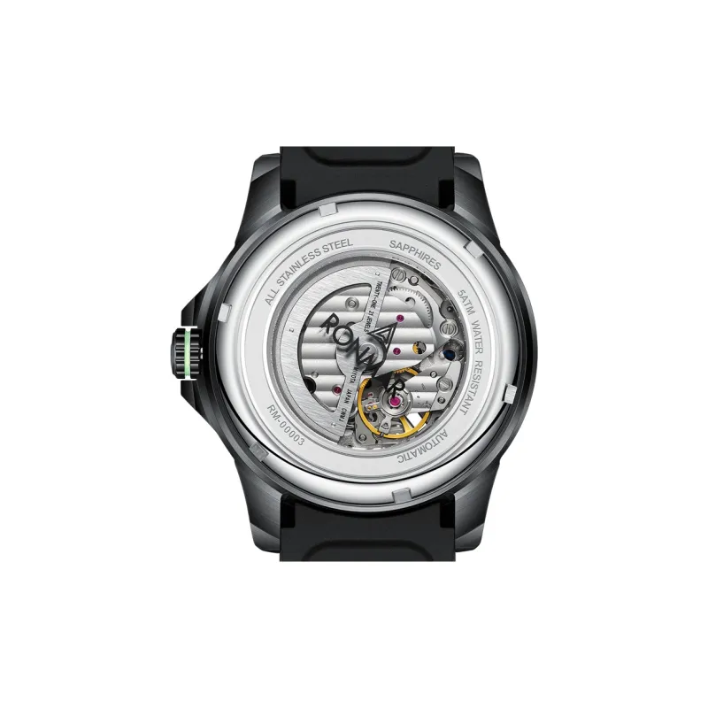 RONMAR Vanishing Sky Collection Automatic Mechanical Movement Rubber Strap Watch Men's Watches Cut Out Dial-5