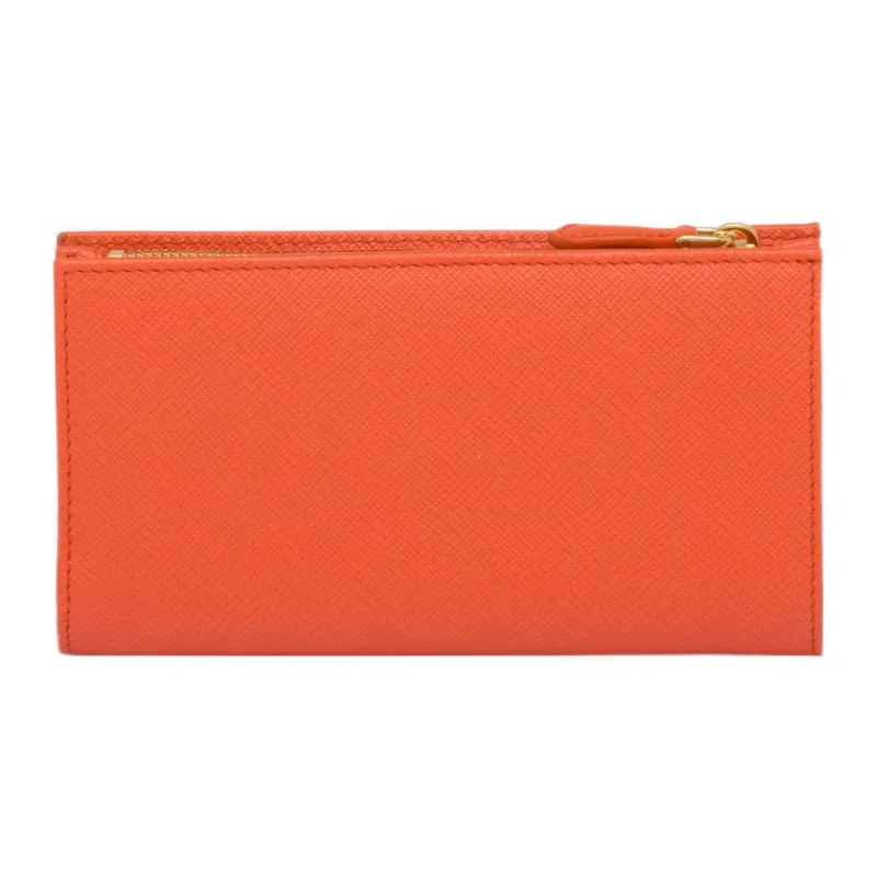 PRADA Saffiano Leather Wallet Large Size Women's Orange-1