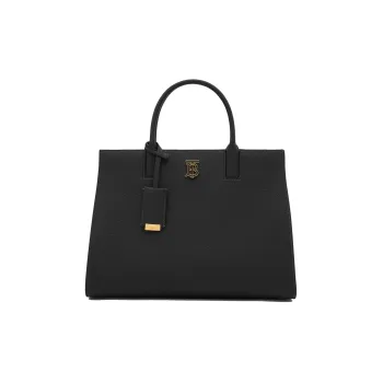 Burberry Frances Textured Calfskin Tote Bag Shopping Bag Shoulder Bag Crossbody Bag Handbag Small Size Women's Black