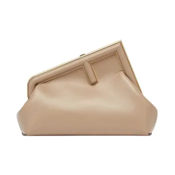 FENDI Fendi First Lambskin One Shoulder Crossbody Clutches Small Size Women's Dove Gray