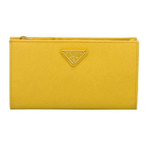 Prada Pink RUIZ Leather Card Holder Schal Large Size Women's Yellow