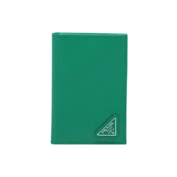 PRADA Saffiano Leather Card Holder Card Holder Men's Green