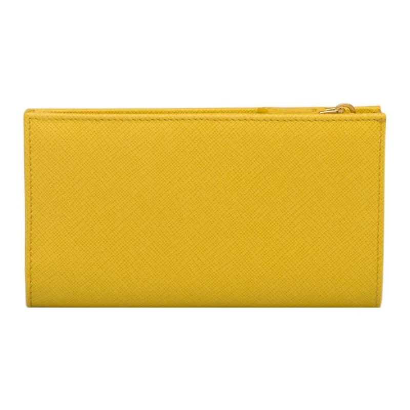 PRADA Saffiano Leather Card Holder Wallet Large Size Women's Yellow-3