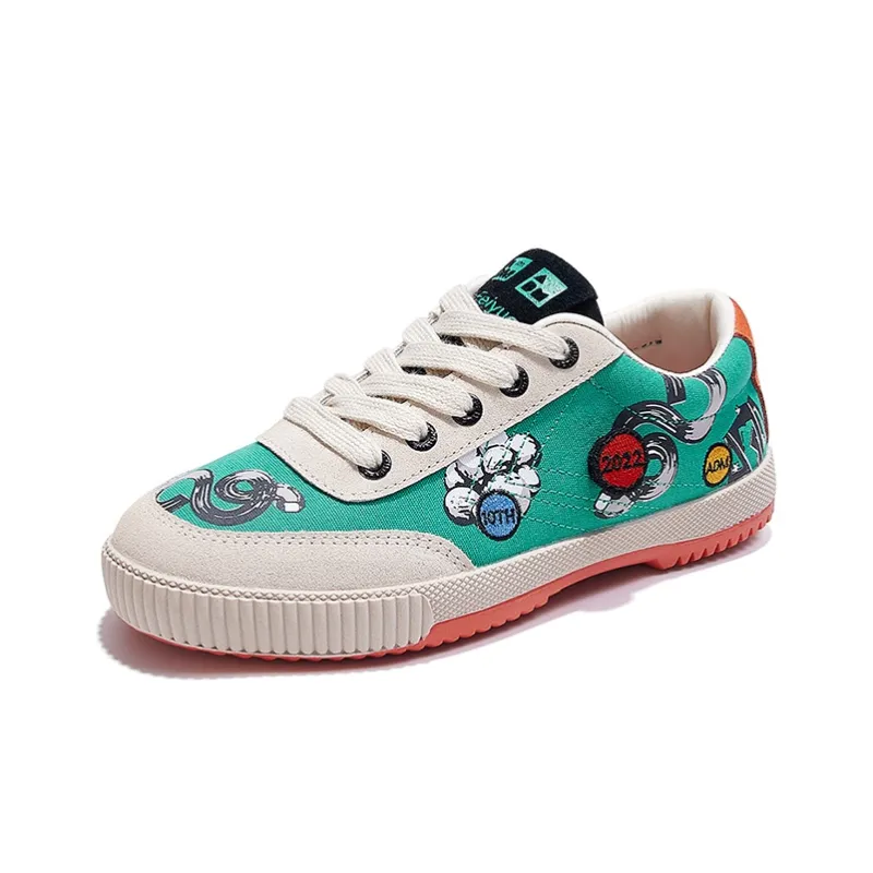 ADM x Feiyue Abrasion Resistant Low Top Skateboard Shoes Unisex Green-1