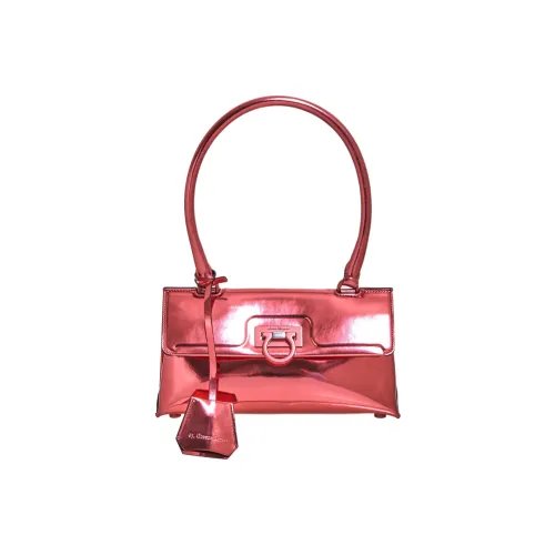 FERRAGAMO Trifolio Calfskin Swing Bag Shoulder Bag Handbag Mini Women's Red Peony