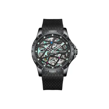 RONMAR Vanishing Sky Collection Automatic Mechanical Movement Rubber Strap Watch Men's Watches Cut Out Dial