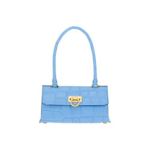 FERRAGAMO Trifolio Calfskin Swing Bag Shoulder Bag Handbag Women's Glacier Blue