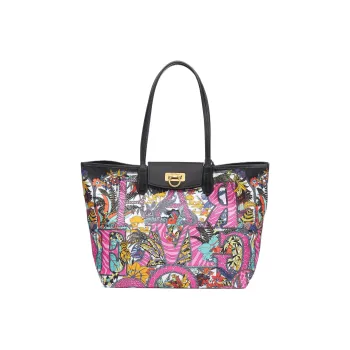 Ferragamo Gancini Graphic Print Tote Multi