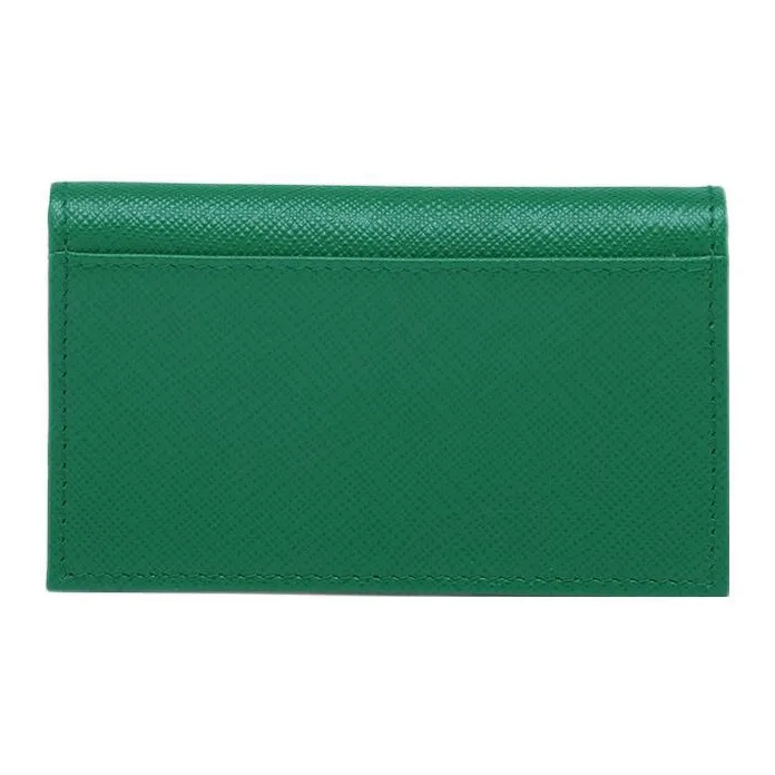 PRADA Saffiano Leather Card Holder, Wallet Men's Green-1
