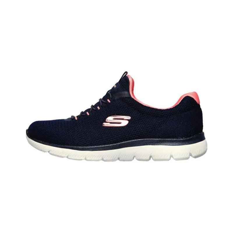 Skechers Summits Cool Classic Abrasion Resistant Slip Resistant Low Top Sports Casual Shoes Women's Blue Pink-0