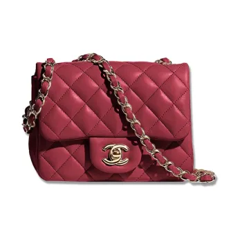 CHANEL Classic Flap CF Lambskin Shoulder Bag Crossbody Bag Mini Women's Burgundy