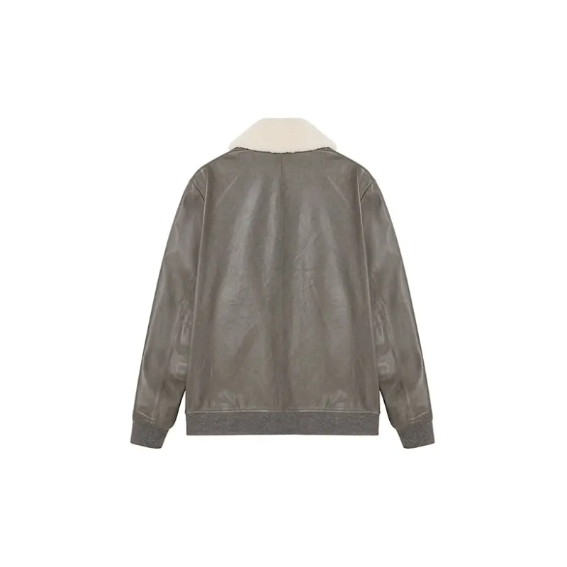 DAVID NAMAN Leather Jacket Men's Gray-1