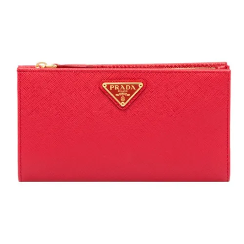 PRADA Saffiano Leather Wallet Large Size Women's Red