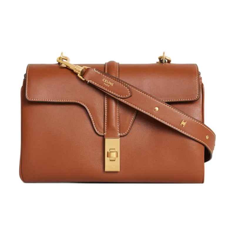 CELINE Triomphe Cow Leather Long Strap Bag Strap Women's Tawny-1
