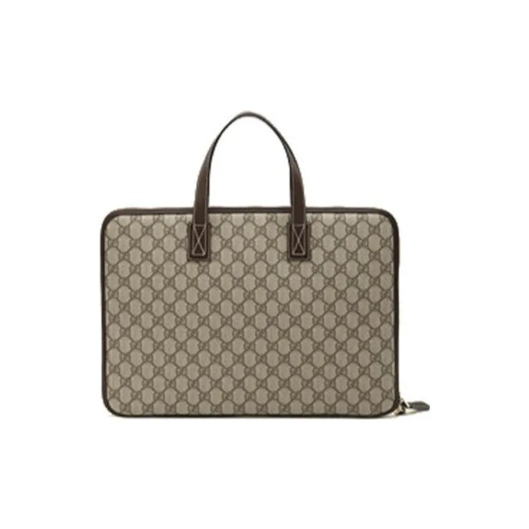 GUCCI Canvas With Leather Handbags Briefcases Men's Ebony-1