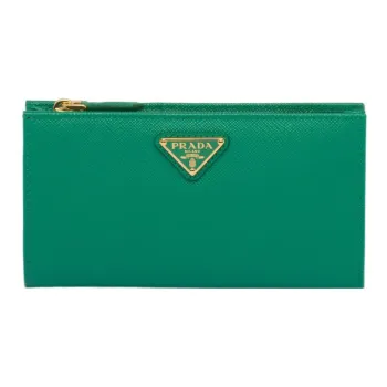 PRADA Saffiano Leather Wallet Large Size Women's Green
