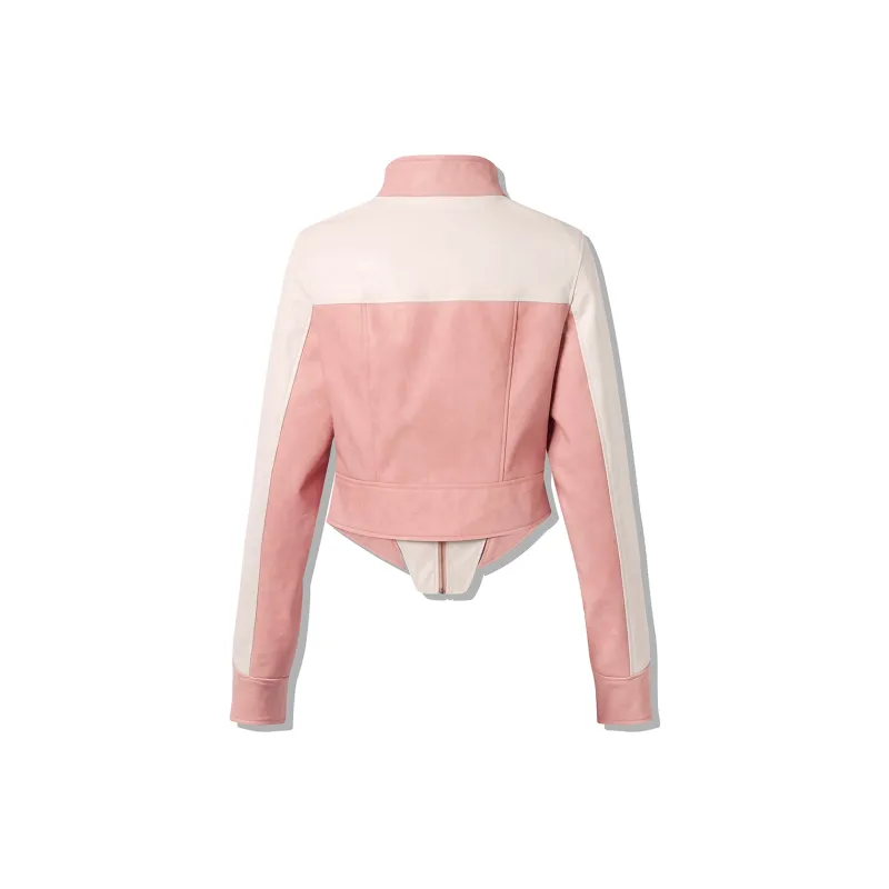Chic Type Leather Jackets Women's Elegant Pink-1