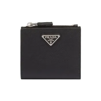 PRADA Saffiano Leather Card Holder Wallet Trumpets Men's Black